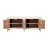 Mueble de televisión diseño rústico oriental madera acabado natural puertas en blanco
