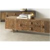 Mueble de televisión diseño rústico oriental madera maciza natural con tallas