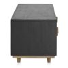 Mueble te televisión diseño rústico vintage madera maciza negro y natural con tallas
