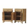 Pareja mesitas de noche diseño rústico oriental madera acabado natural con desgastes