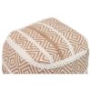 Puff diseño étnico tejido a mano tonos beige y blanco