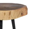 Set 2 mesas auxiliares redondas de diseño rústico industrial Ø38_33 madera de acacia acabado natural y hierro color negro 2