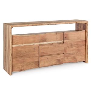 Aparador diseño rústico madera acacia natural con formas irregulares