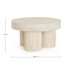 DACCA Mesa de centro redonda diseño moderno madera blanco patas cilíndricas estriadas