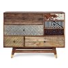 DHAVAL Cómoda diseño rústico vintage multicajones madera reciclada diferentes texturas y colores