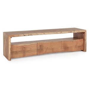 ENEAS Mueble televisión diseño rústico madera acacia natural con formas irregulares