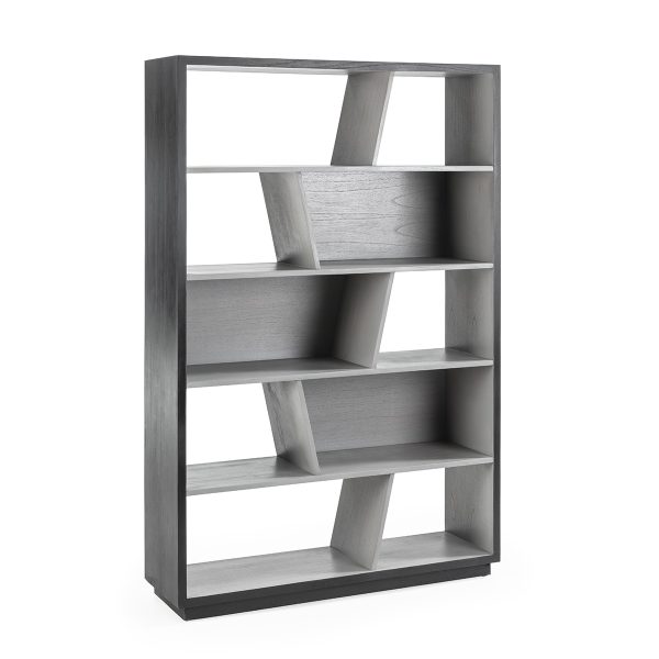 Estantería de diseño moderno 180 madera acabado negro con patina gris