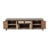 GK767 Mueble televisión diseño rústico oriental madera con desgastes y flores