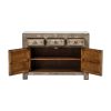 GK773 Aparador diseño oriental madera acabado desgastado con flores
