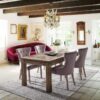 KAILY Mesa de comedor de diseño rústico 200 madera de olmo reciclado efecto parqué