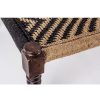 KHAT TAMIL Banco de diseño étnico vintage madera con cordones de algodón negro y beige