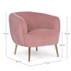 LINSAY Sillón butaca diseño vintage Art Decó terciopelo rosa y patas acero dorado