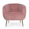 LINSAY Sillón butaca diseño vintage Art Decó terciopelo rosa y patas acero dorado
