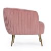 LINSAY Sillón butaca diseño vintage Art Decó terciopelo rosa y patas acero dorado