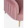 LINSAY Sillón butaca diseño vintage Art Decó terciopelo rosa y patas acero dorado