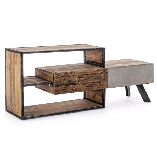 MANCHESTER Mueble televisión diseño moderno rústico industrial madera, acero y cemento