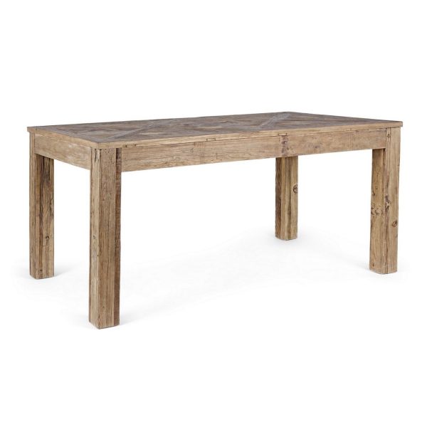 Mesa de comedor diseño rústico madera de olmo reciclado efecto parqué