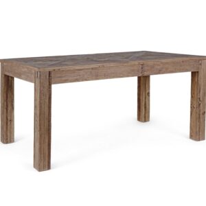 KAILY Mesa de comedor diseño rústico 160 madera de olmo reciclado efecto parqué