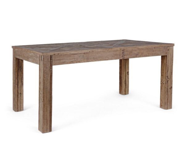 KAILY Mesa de comedor diseño rústico 160 madera de olmo reciclado efecto parqué
