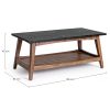 PUEBLO Mesa de centro diseño nórdico vintage madera y mármol negro