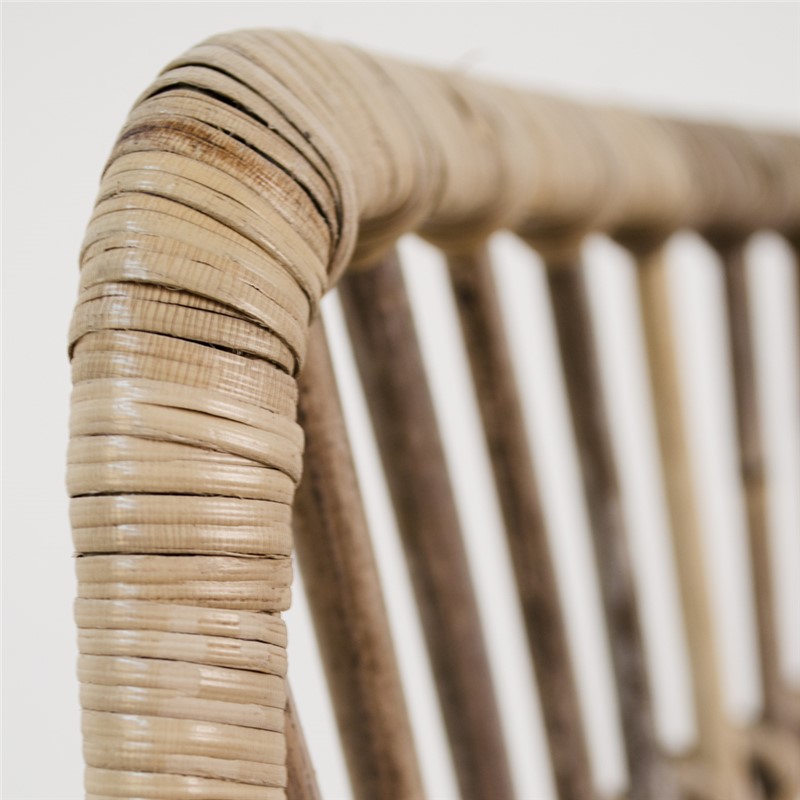 Silla de diseño vintage PENELOPE en ratán natural y hierro color negro 5