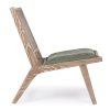 Sillón butaca diseño vintage madera ratán respaldo y asiento terciopelo verde con tachuelas