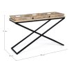 TRAY Consola diseño vintage industrial 90 madera y acero bandejas extraíbles