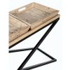 TRAY Consola diseño vintage industrial 90 madera y acero bandejas extraíbles