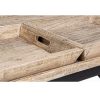 TRAY Mesa de centro cuadrada diseño vintage industrial madera y acero bandejas extraíbles