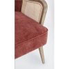 VIRNA Sillón butaca diseño vintage madera y tapizado color ladrillo con ratán en reposabrazos
