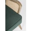 VIRNA Sillón butaca diseño vintage madera y tapizado verde con ratán en reposabrazos