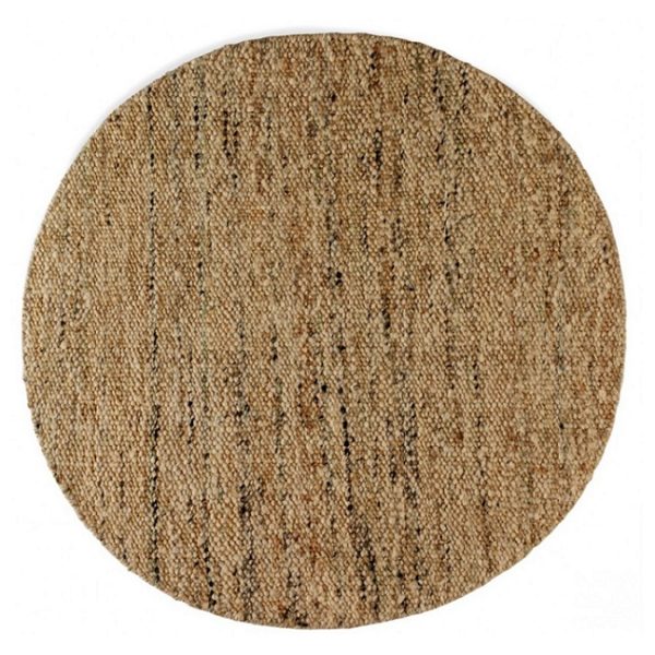 10611 Alfombra redonda diseño étnico yute y lana color marrón