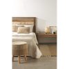 10639 Puff redondo 40 patas de madera con tapizado yute y algodón marrón y beige