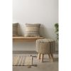 10642 Puff redondo 40 patas de madera con tapizado yute y algodón colores beige y verde