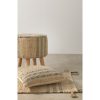 10642 Puff redondo 40 patas de madera con tapizado yute y algodón colores beige y verde
