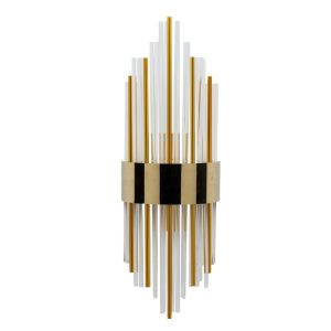 Aplique lámpara de pared de diseño Art Decó BARCELONA 60 metal dorado y cristal transparente