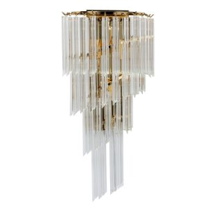 Aplique lámpara de pared de diseño Art Decó LIVONIA 62 metal dorado y cristal transparente