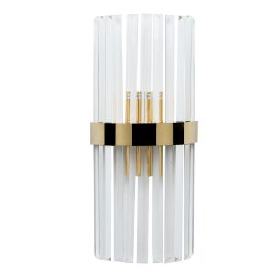 Aplique lámpara de pared de diseño Art Decó MISURI 45 metal dorado y cristal transparente