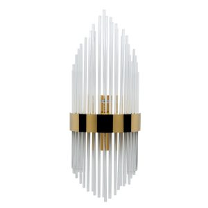 Aplique lámpara de pared de diseño Art Decó MISURI 55 metal dorado y cristal transparente