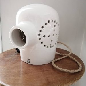 BUZO Lámpara de sobremesa diseño vintage escafandra de buzo cerámica blanco