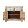 GK491 Aparador diseño rústico oriental madera azul y negro con desgates