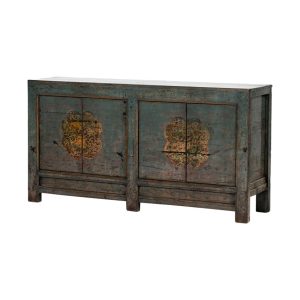 GK650 Aparador diseño oriental madera antigua gris con desgastes