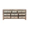 GK655 Cómoda gran tamaño 9 cajones diseño rústico oriental madera con desgastes