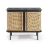 KRON-3 Aparador de diseño vintage 102 madera roble oscuro con puertas ratán