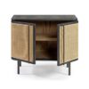 KRON-3 Aparador de diseño vintage 102 madera roble oscuro con puertas ratán