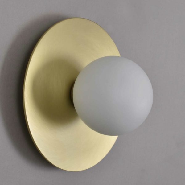 LINEAL Aplique lámpara de pared diseño vintage base acero dorado o negro y pantalla esfera cristal