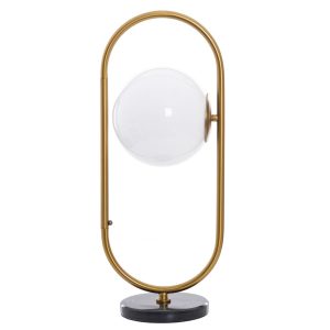 Lámpara de sobremesa de diseño Art Decó NUEVA YORK 60 metal acabado dorado mármol y cristal blanco
