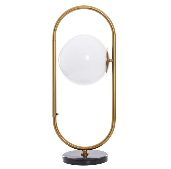 Lámpara de sobremesa de diseño Art Decó NUEVA YORK 60 metal acabado dorado mármol y cristal blanco