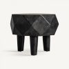 Mesa auxiliar de diseño vintage étnico AIGLUN 40 madera de mango acabado natural y negro