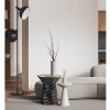 Mesa auxiliar de diseño vintage étnico Ø45 hecho a mano madera de suar con relieve 5